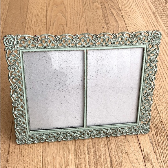 Other - Green Metal picture frame holds 2 pictures